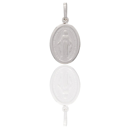 Ciondolo Oro Bianco Oro 18 carati Madonna Miracolosa  Solo Oro cm.2,3