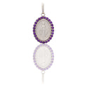 Ciondolo Oro Bianco Oro 18 carati Madonna Miracolosa Con Contorno Zirconi Viola cm.2,5