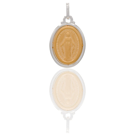 Ciondolo Oro Giallo Oro Bianco Oro 18 carati Madonna Miracolosa   Solo Oro cm.2,5
