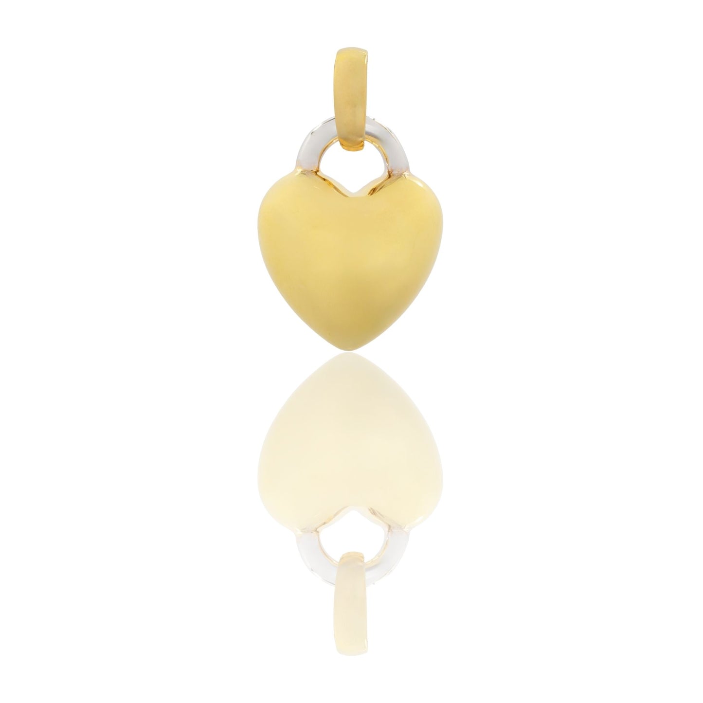 Ciondolo Oro Giallo Oro Bianco Oro 18 carati Cuore Bombato Solo Oro