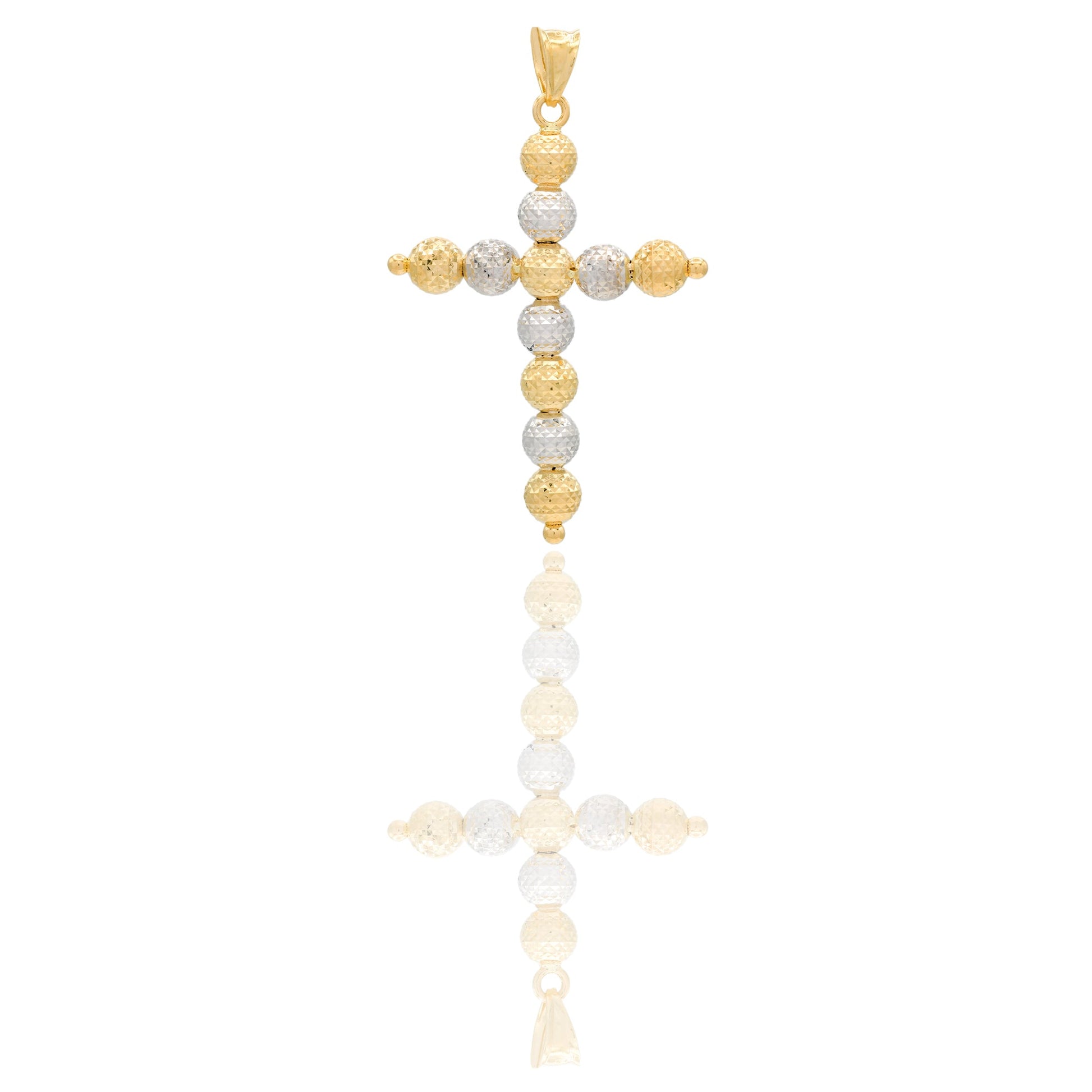 Ciondoli Oro Giallo, Oro Bianco Sfaccettata, Sfere  Solo Oro cm.4,3x2,8; Sfera diam. mm. 5