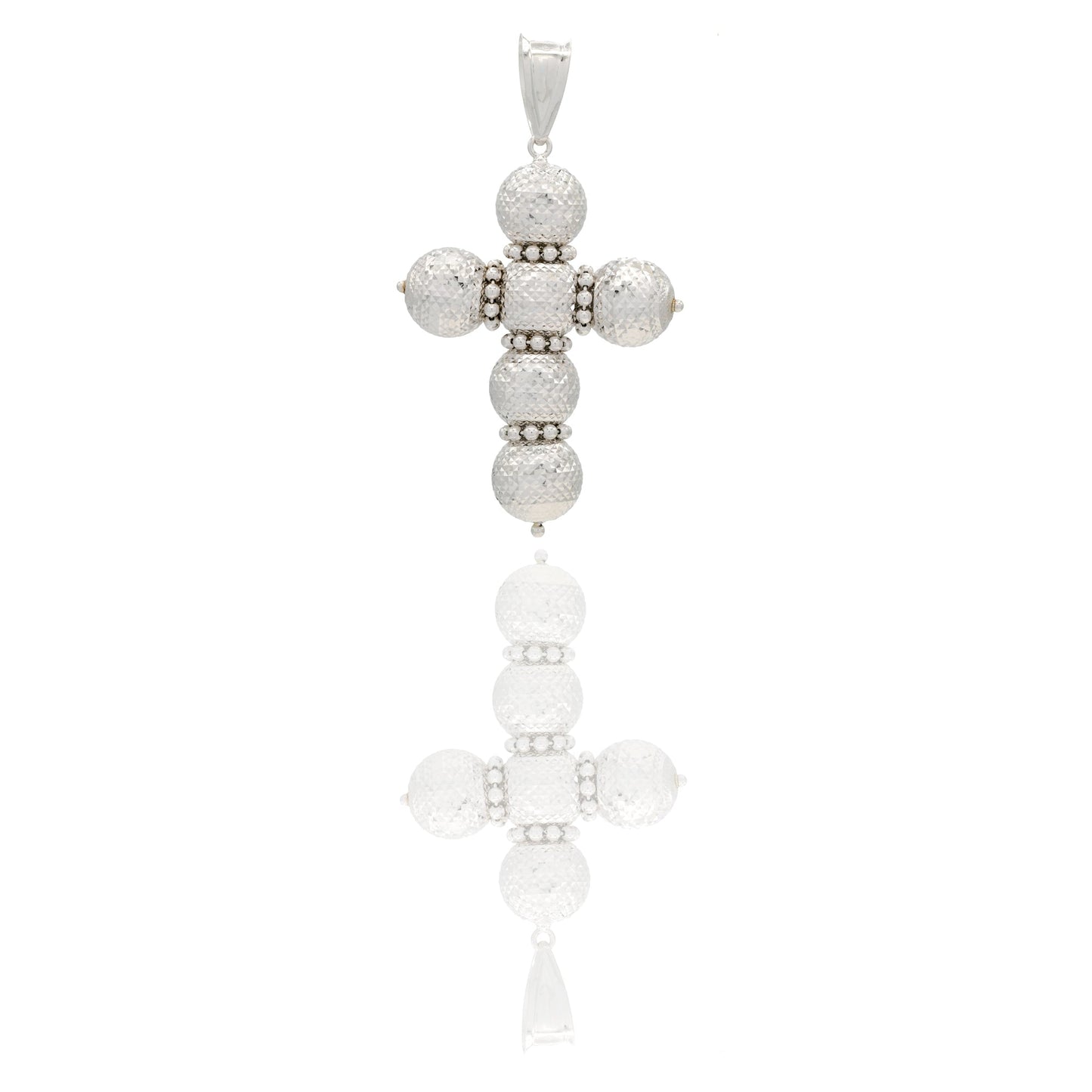 Ciondoli Oro Bianco Sfaccettata, Sfere  Solo Oro cm.4,5x2,5; Sfera diam. mm. 8