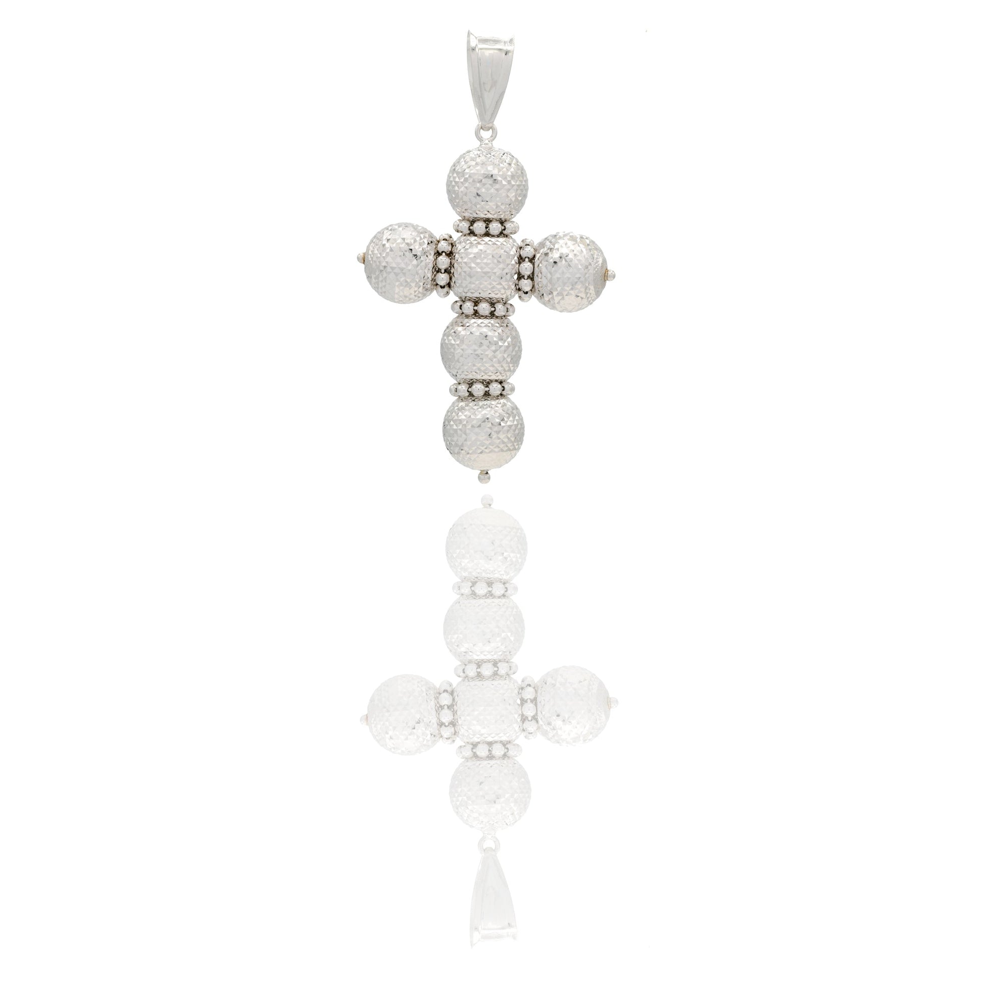Ciondoli Oro Bianco Sfaccettata, Sfere  Solo Oro cm.4,5x2,5; Sfera diam. mm. 8