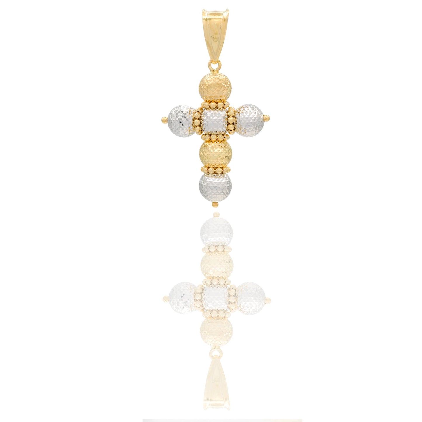 Ciondoli Oro Giallo, Oro Bianco Sfaccettata, Sfere  Solo Oro cm.4,5x2,5; Sfera diam. mm. 8
