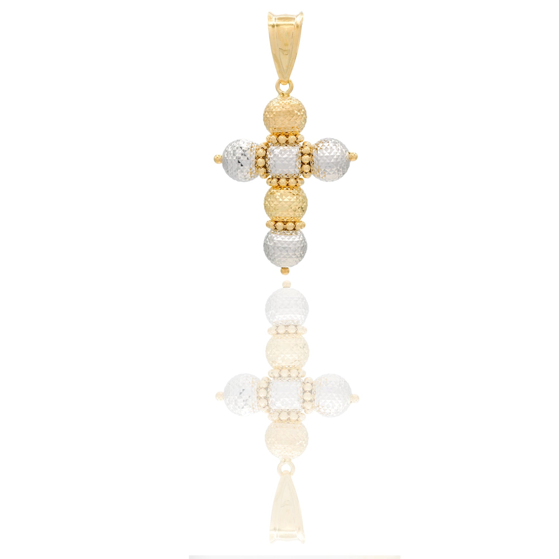 Ciondoli Oro Giallo, Oro Bianco Sfaccettata, Sfere  Solo Oro cm.4,5x2,5; Sfera diam. mm. 8