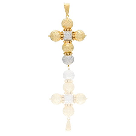 Ciondoli Oro Giallo, Oro Bianco Sfaccettata, Sfere  Solo Oro cm.6,8x3,5; Sfera diam. mm. 12