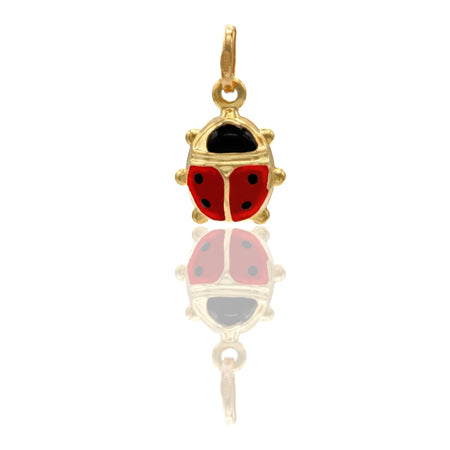 Ciondolo Oro Giallo Oro 18 carati Coccinella Smalto Nero, Smalto rosso cm.1,8