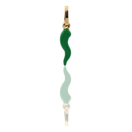Ciondolo Oro Giallo Oro 18 carati Corno Portafortuna Smalto verde cm.1,8