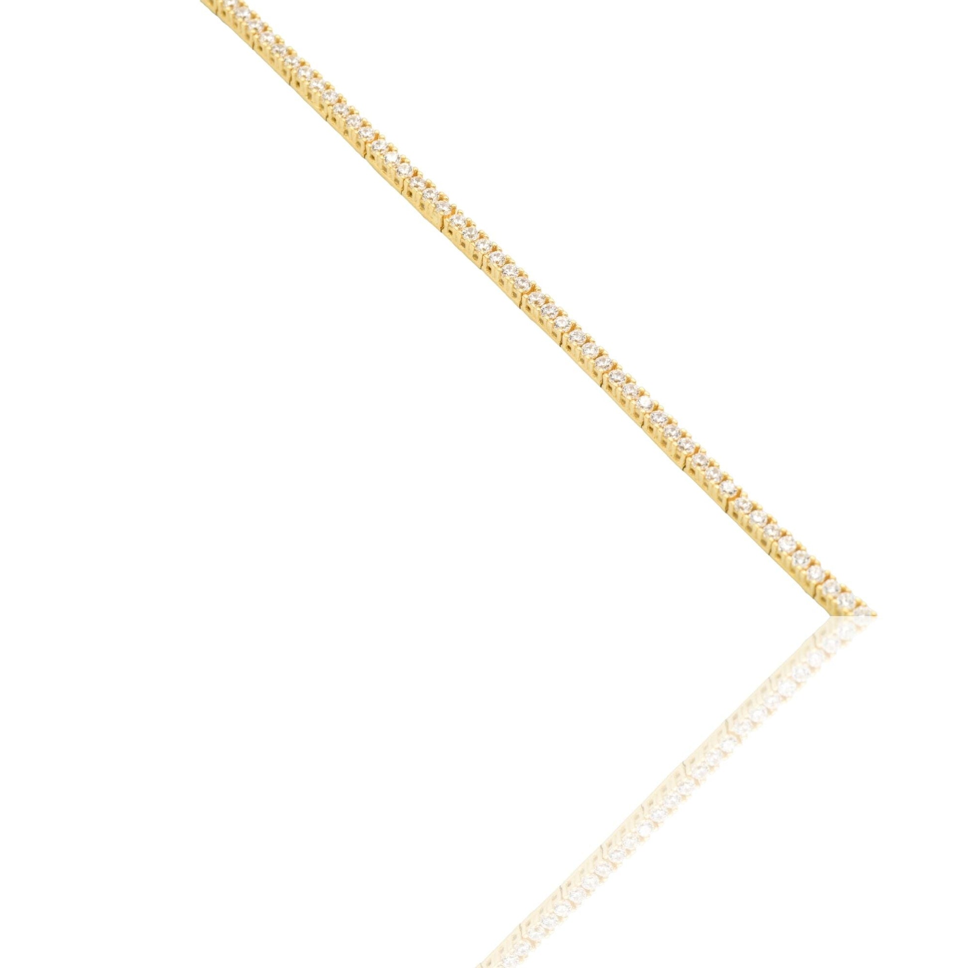 Bracciale Oro Giallo Oro 18 carati Tennis rigido Zirconi Bianchi lunghezza 18cm spessore mm 2