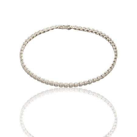 Bracciale Oro Bianco Oro 18 carati Tennis 2+1 Zirconi Bianchi lunghezza 18cm