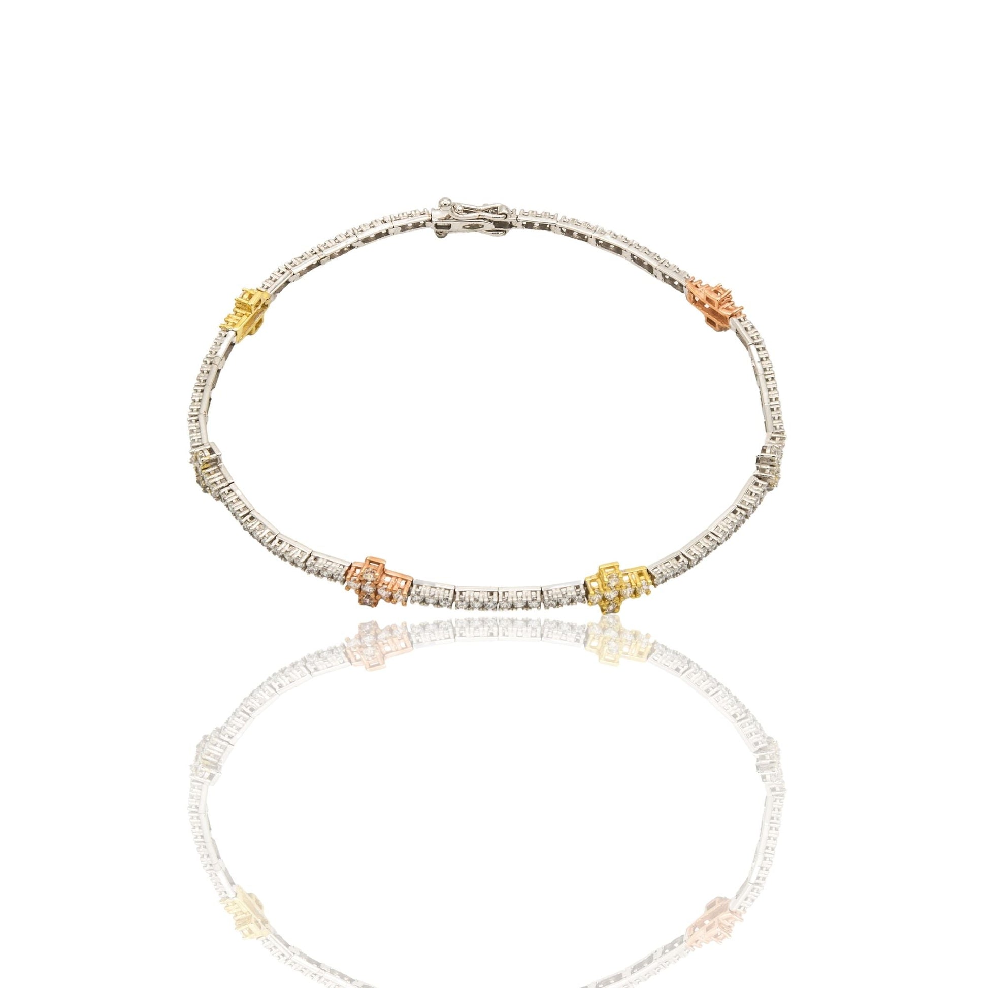 Bracciale Oro Bianco Oro 18 carati Tennis rigido Zirconi Bianchi lunghezza 18cm