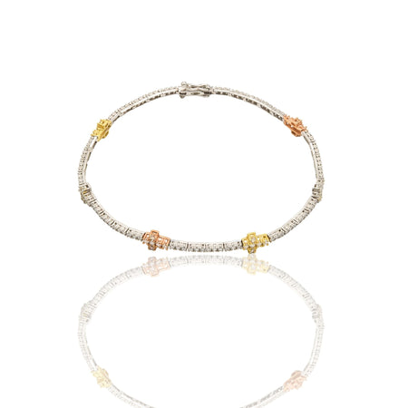 Bracciale Oro Bianco Oro 18 carati Tennis rigido Zirconi Bianchi lunghezza 18cm