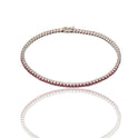 Bracciale Oro Bianco Oro 18 carati Tennis rigido Zirconi fucsia lunghezza 20cm spessore mm 2,3