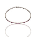 Bracciale Oro Bianco Oro 18 carati Tennis a terzine Zirconi fucsia lunghezza 21cm spessore mm 1,8