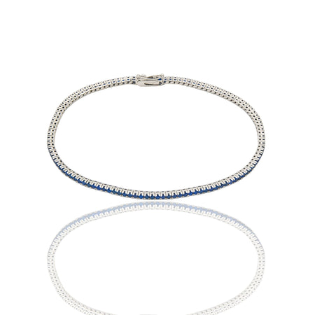 Oro Bianco Oro 18 carati Tennis rigido Zirconi blu lunghezza 20cm