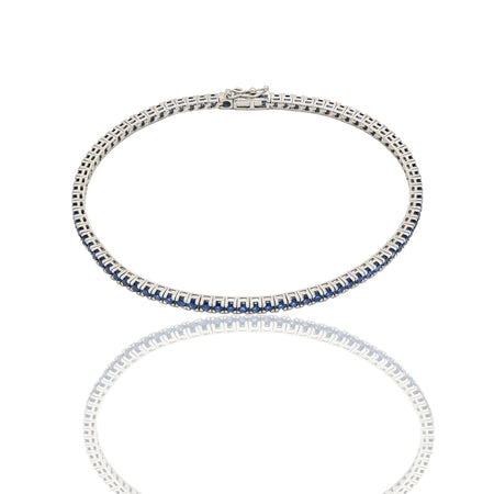Bracciale Oro Bianco Oro 18 carati Tennis rigido Zirconi blu lunghezza 21cm spessore mm 2,3