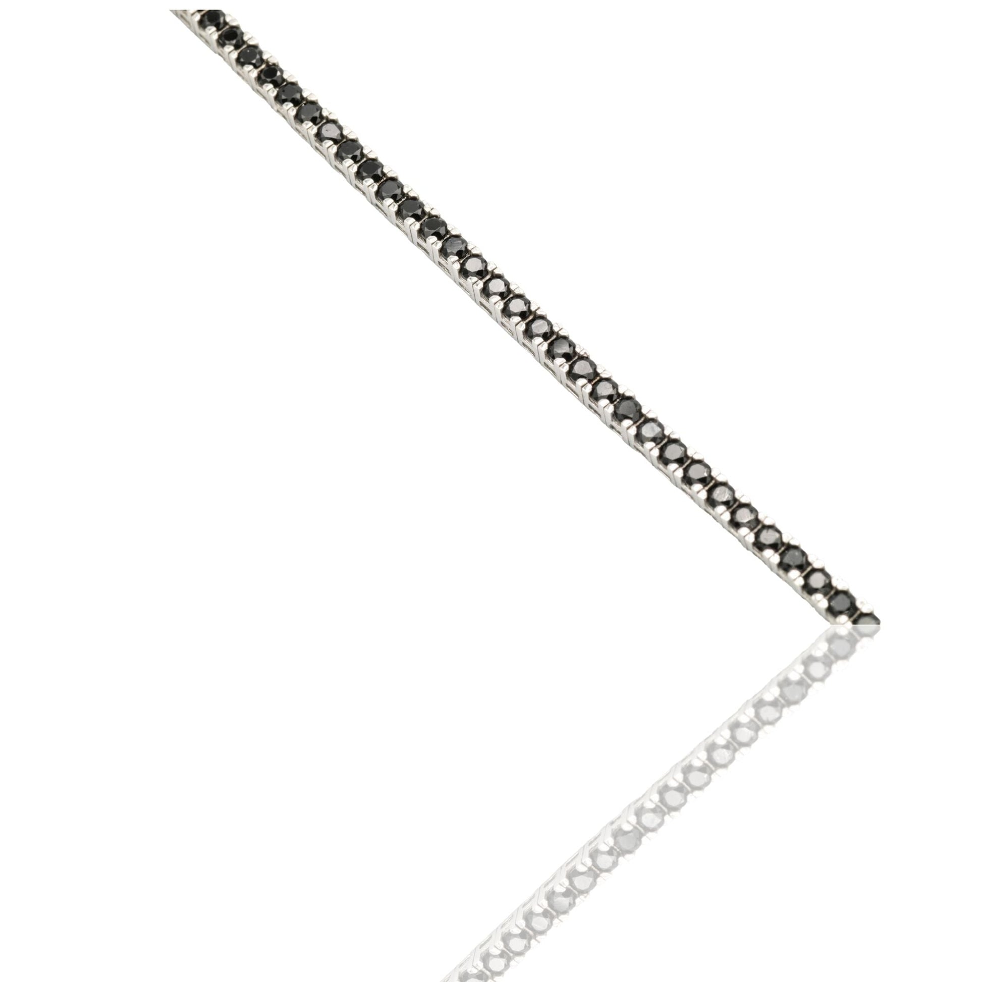 Bracciale Oro Bianco Oro 18 carati Tennis rigido Zirconi Neri lunghezza 17cm