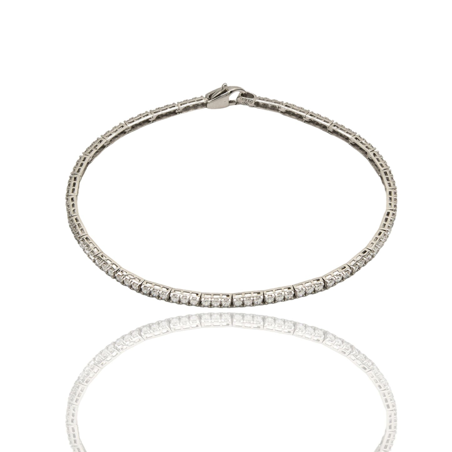Bracciale Oro Bianco Oro 18 carati Tennis A Terzine Zirconi Bianchi