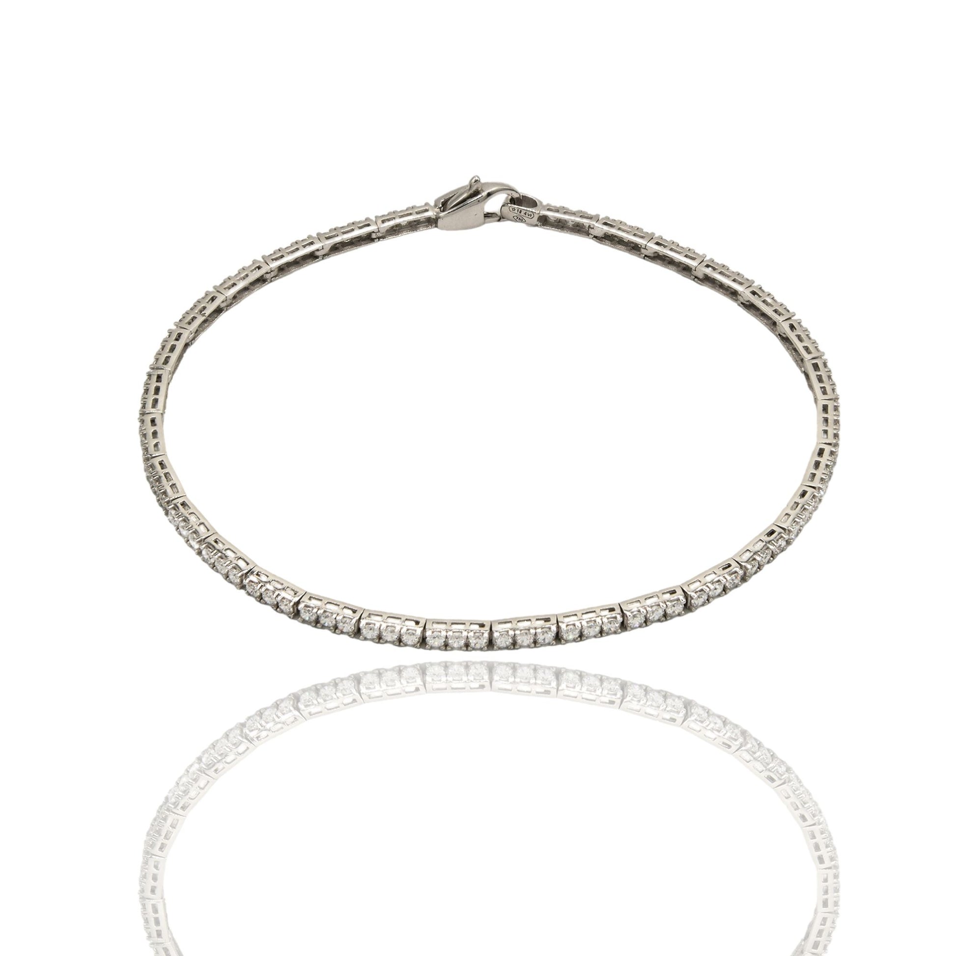 Bracciale Oro Bianco Oro 18 carati Tennis A Terzine Zirconi Bianchi