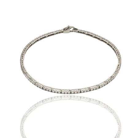 Bracciale Oro Bianco Oro 18 carati Tennis A Terzine Zirconi Bianchi