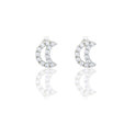 Orecchini Oro Bianco Oro 18 carati Sagoma Luna Pave' Zirconi Bianchi