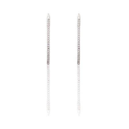 Orecchini Oro Bianco Oro 18 carati cerchio pavè Zirconi Bianchi cm. 2 spessore mm. 1