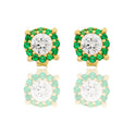 Orecchini Oro Giallo Oro 18 carati Tondi Centro E Contorno tondi Centro E Contorno Pavè Zirconi Verdi, Zircone Bianco 