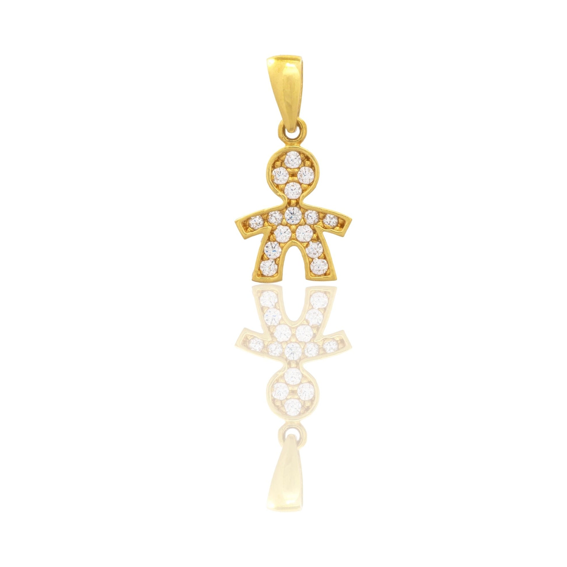 Ciondolo Oro Giallo Oro 18 carati Bebe' Maschietto Pave' Pavè Zirconi bianchi cm.1,7