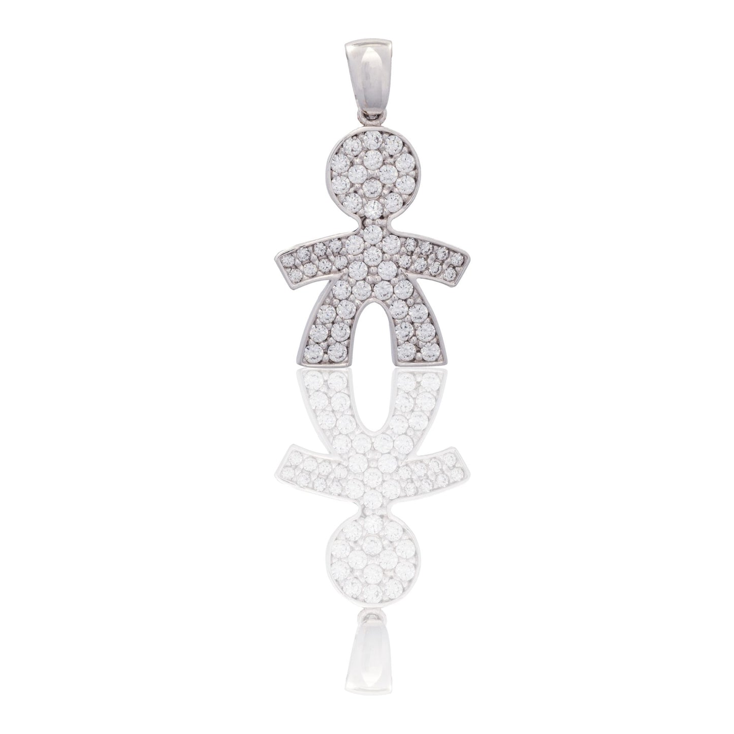 Ciondolo Oro Bianco Oro 18 carati Bebe' Maschietto Pave' Pavè Zirconi bianchi cm.2,5