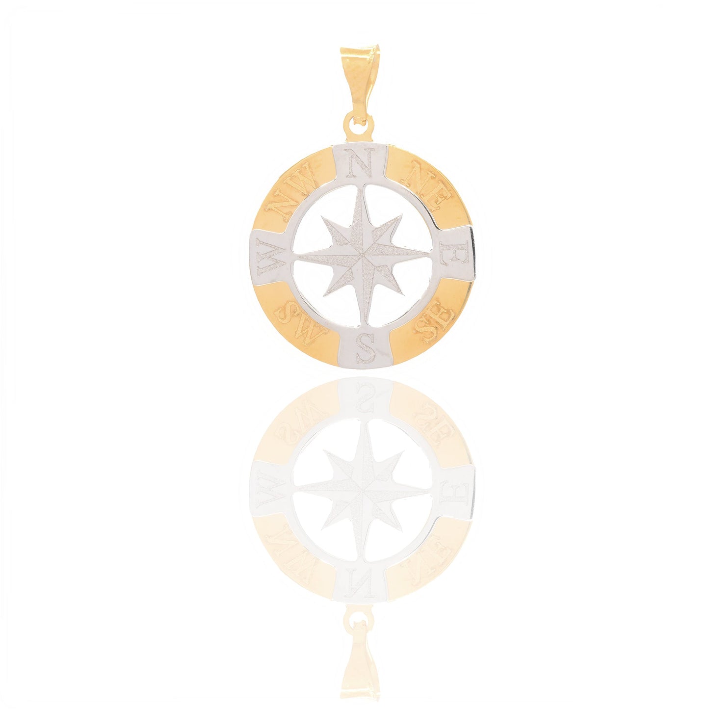 Ciondoli Oro Giallo Oro Bianco Oro 18 carati Rosa dei venti traforata Solo Oro 2,5cm x 1,8cm