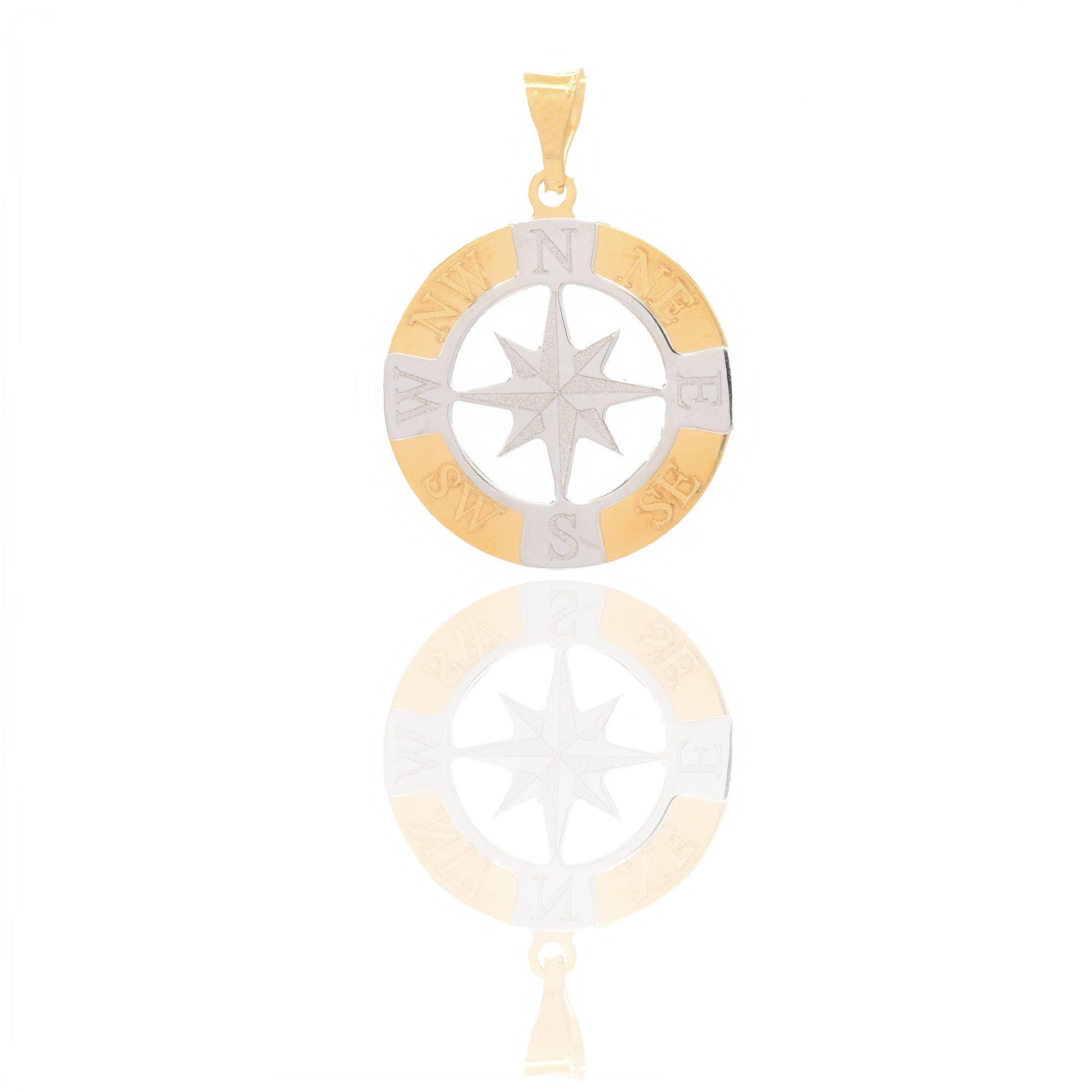 Ciondoli Oro Giallo Oro Bianco Oro 18 carati Rosa dei venti traforata Solo Oro 2,5cm x 1,8cm