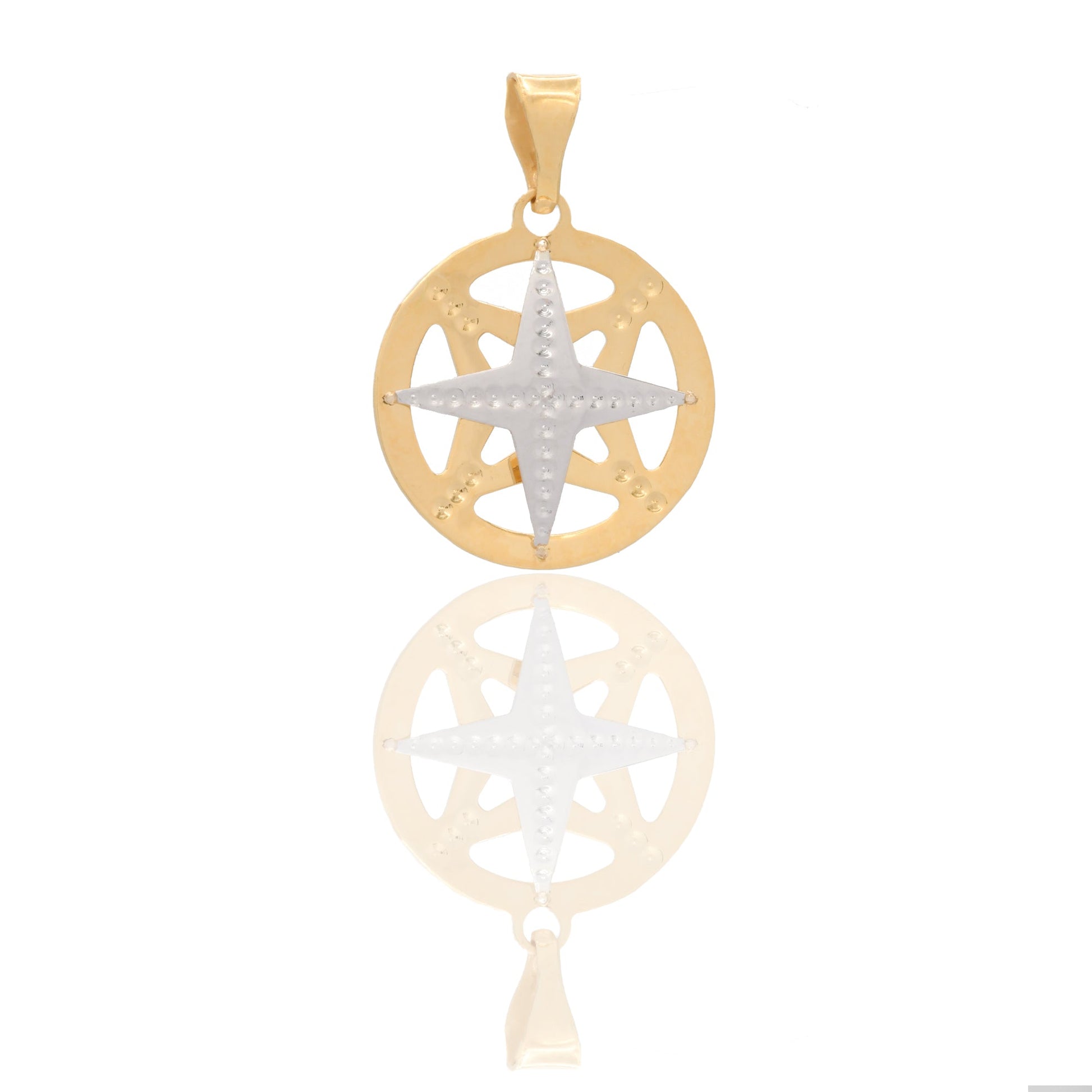 Ciondoli Oro Giallo Oro Bianco Oro 18 carati Rosa dei venti traforata Solo Oro 2cm x 1,5cm