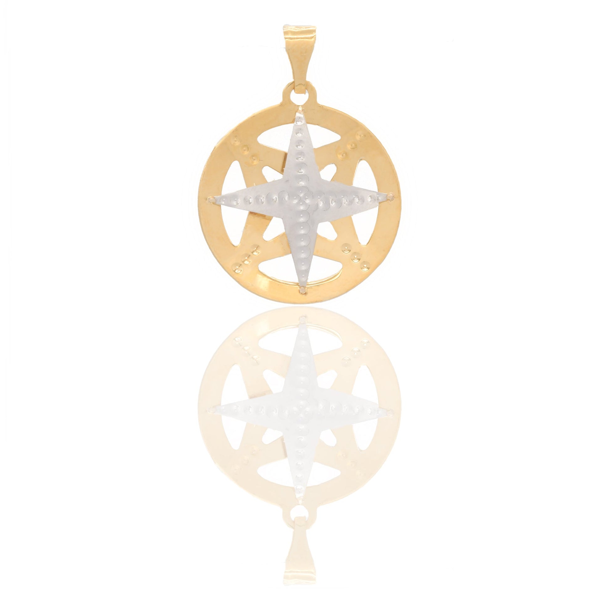 Ciondoli Oro Giallo Oro Bianco Oro 18 carati Rosa dei venti traforata Solo Oro 2,5cm x 1,9cm