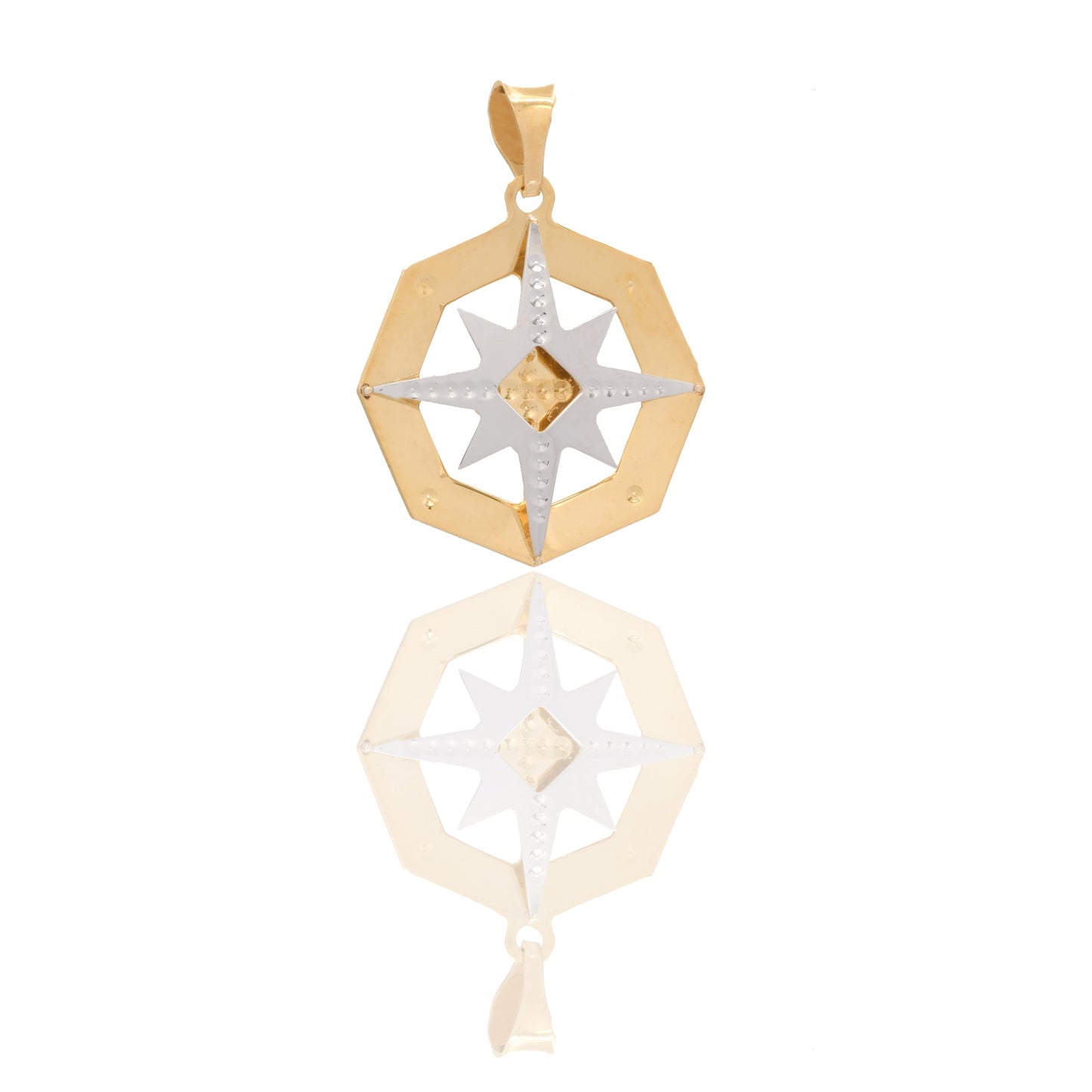 Ciondoli Oro Giallo Oro Bianco Oro 18 carati Rosa dei venti traforata Solo Oro 2,9cm x 2cm