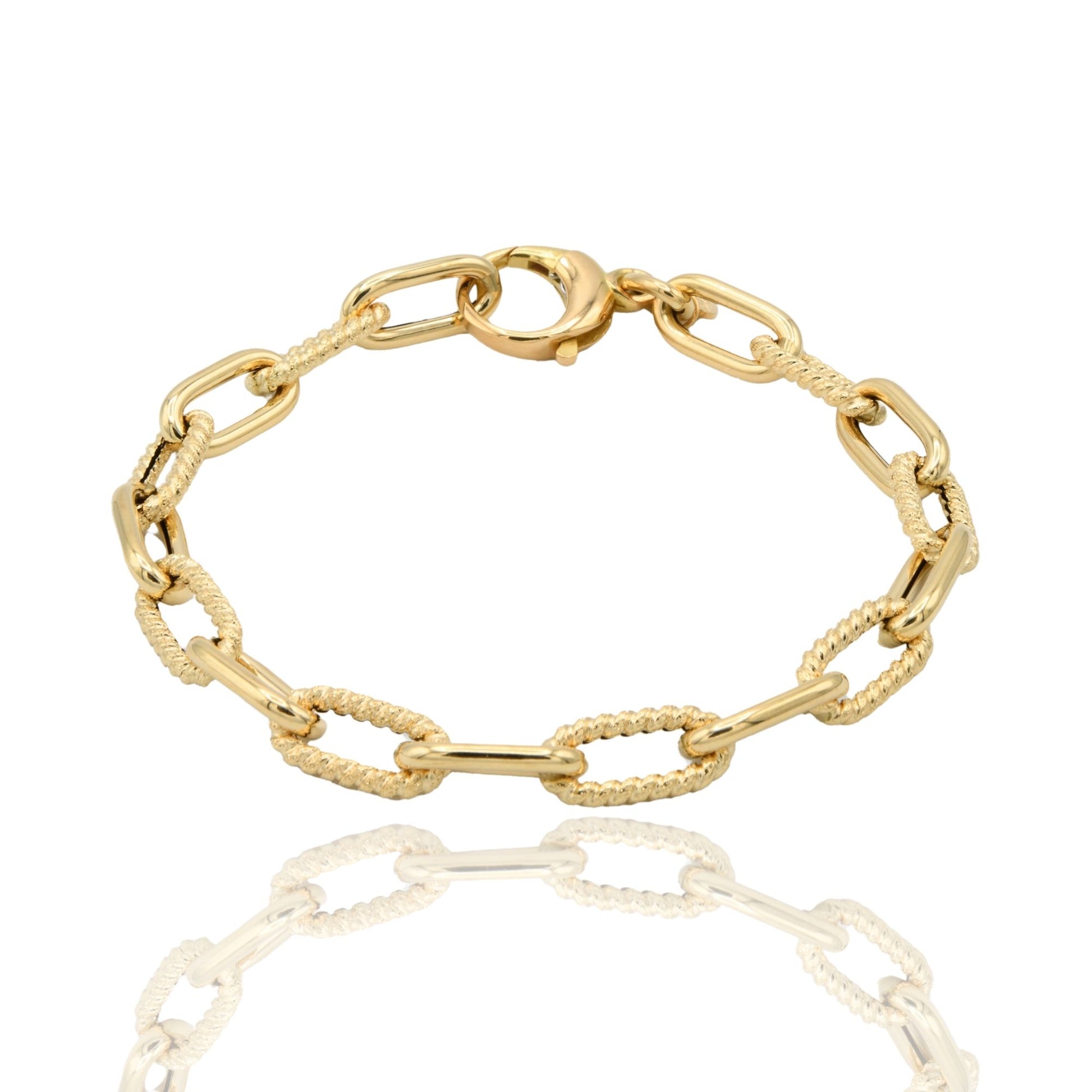 Bracciale Oro Giallo Oro 18 carati Catena Maglia Ovale Solo Oro