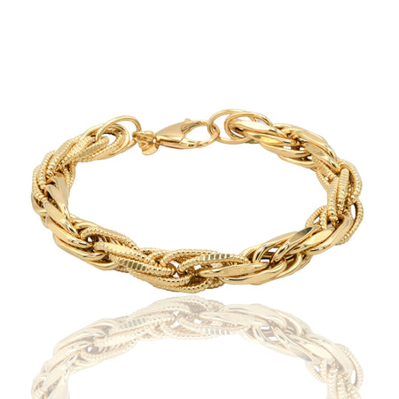 Bracciale Oro Giallo Oro 18 carati Catena Intrecciata Solo Oro