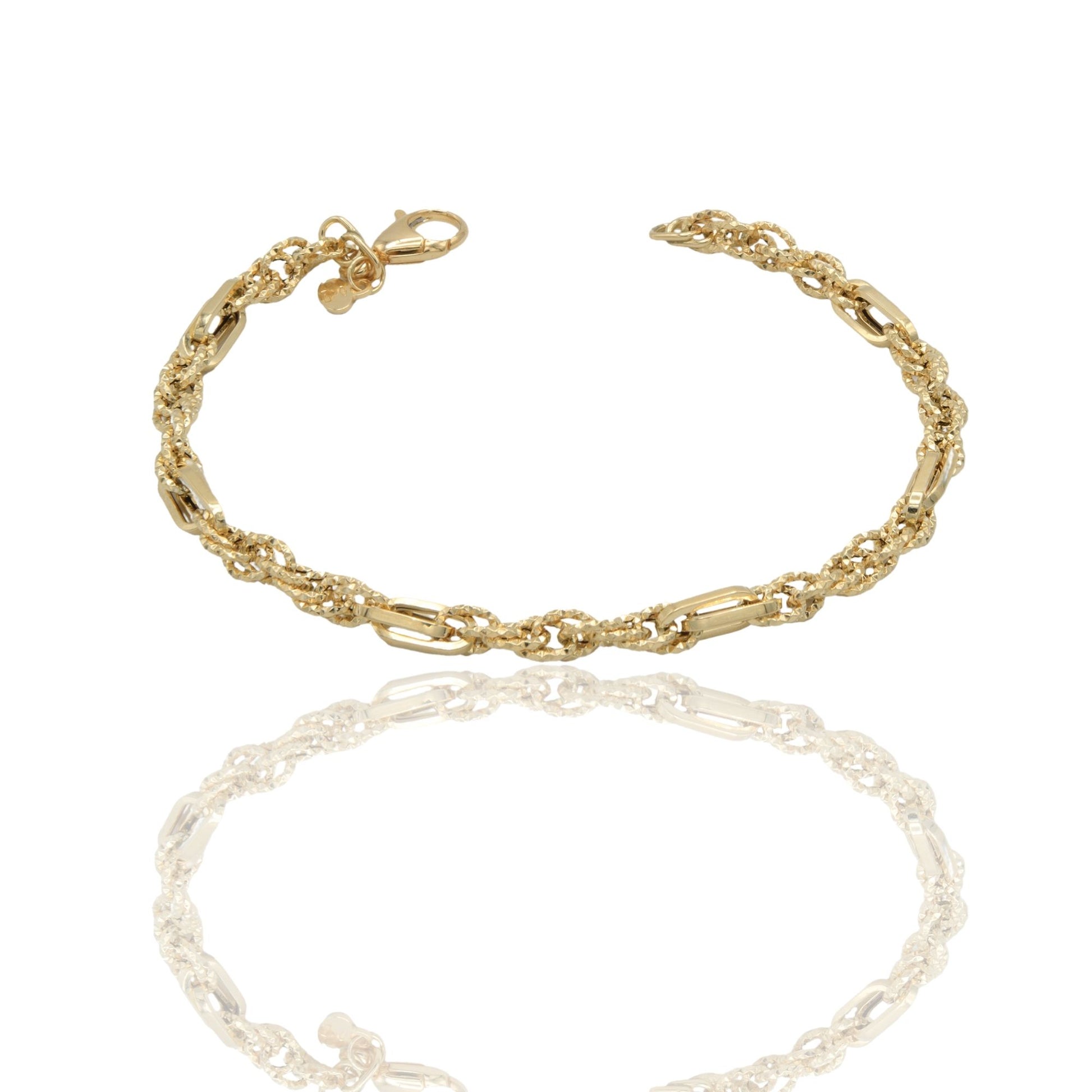 Bracciale Oro Giallo Oro 18 carati Catena Intrecciata Solo Oro
