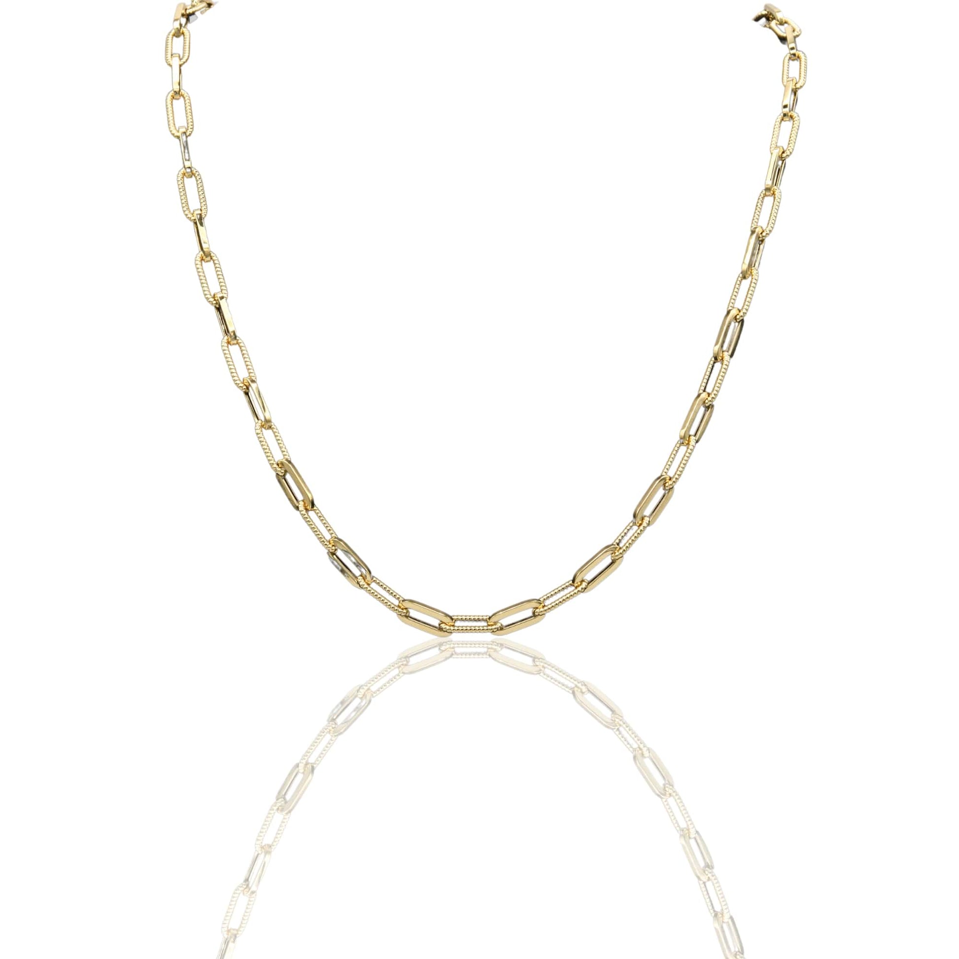 Collana Oro Giallo Oro 18 carati Catena Maglia Alternata Solo Oro