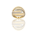 Anello Oro Giallo Oro Bianco Oro 18 carati Fasce Zirconi Bianchi