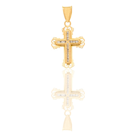 Ciondolo Oro Giallo Oro 18 carati  Croce Con Cristo Zirconi Bianchi cm.2,3