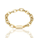 Bracciale Oro Giallo Oro 18 carati Maglia Catena Squadrata  Madreperla cm. 20