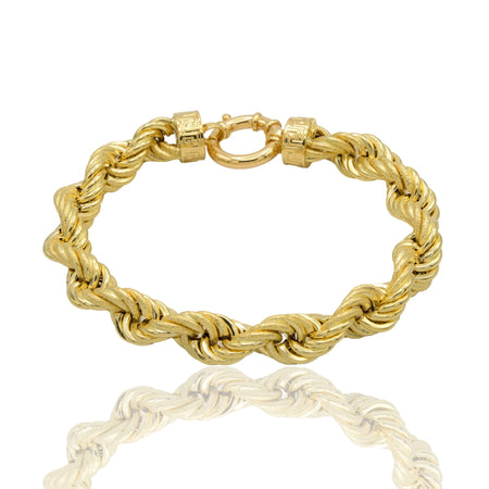 Bracciale Oro Giallo Oro 18 carati  Corda Terminali Con Greca  Solo Oro spess. mm. 10