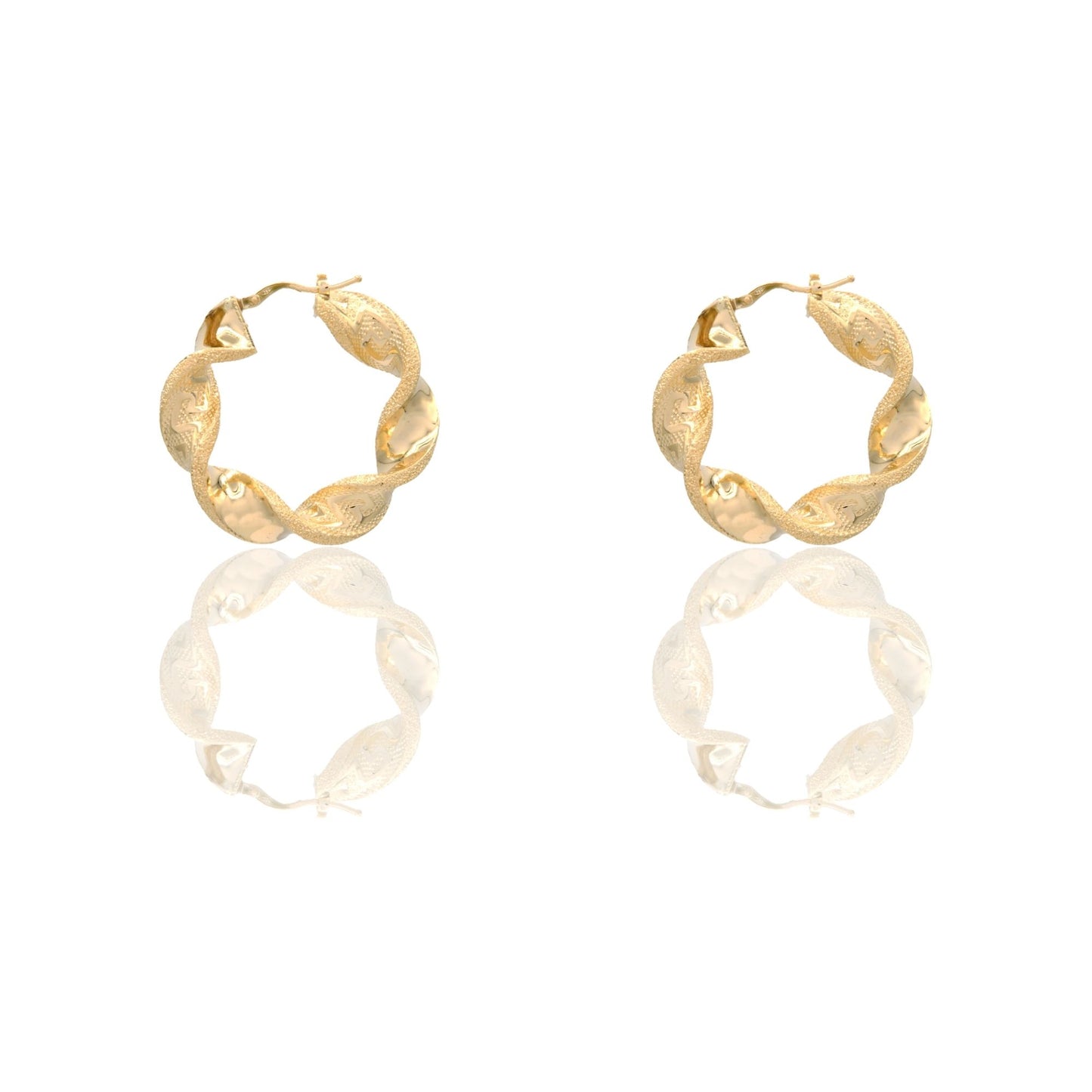 Orecchini Oro Giallo Oro 18 carati Cerchi Torchon Con Greca Solo Oro Spessore mm. 8 diametro interno  cm.3,5 
