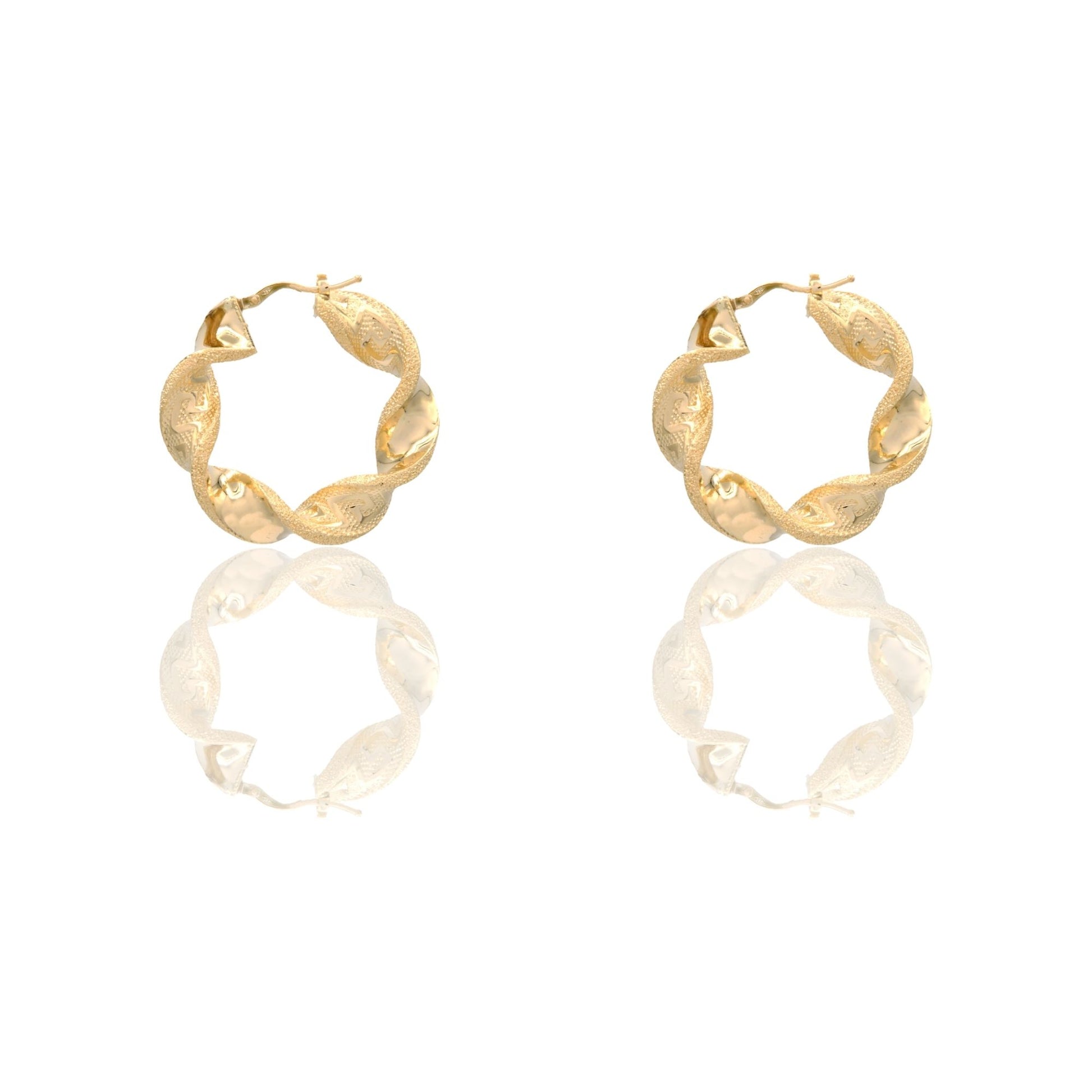 Orecchini Oro Giallo Oro 18 carati Cerchi Torchon Con Greca Solo Oro Spessore mm. 8 diametro interno  cm.3,5 
