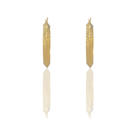 Orecchini Oro Giallo Oro Bianco Oro 18 carati Cerchi Greca Piramide Solo Oro Spessore mm.6 diametro interno  cm.4,5