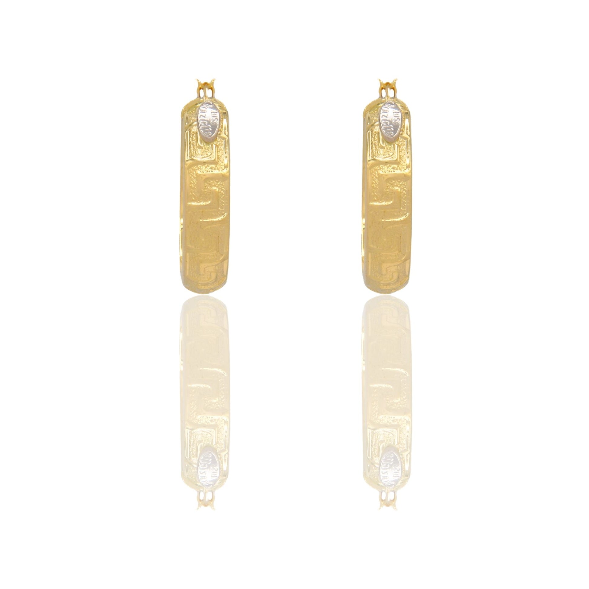 Orecchini Oro Giallo Oro Bianco Oro 18 carati Cerchi Bombati Solo Oro Spessore mm.6 diametro interno  cm.2,5