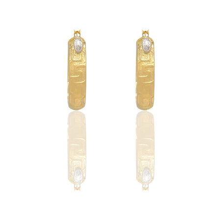 Orecchini Oro Giallo Oro Bianco Oro 18 carati Cerchi Bombati Solo Oro Spessore mm.6 diametro interno  cm.2,5