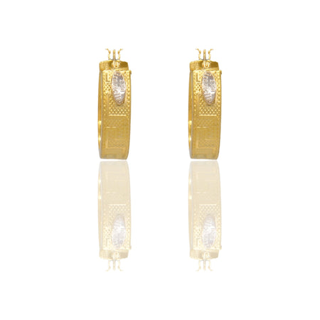 Orecchini Oro Giallo Oro Bianco Oro 18 carati Cerchi Squadrati  Solo Oro Spessore mm.6 diametro interno  cm.2,5