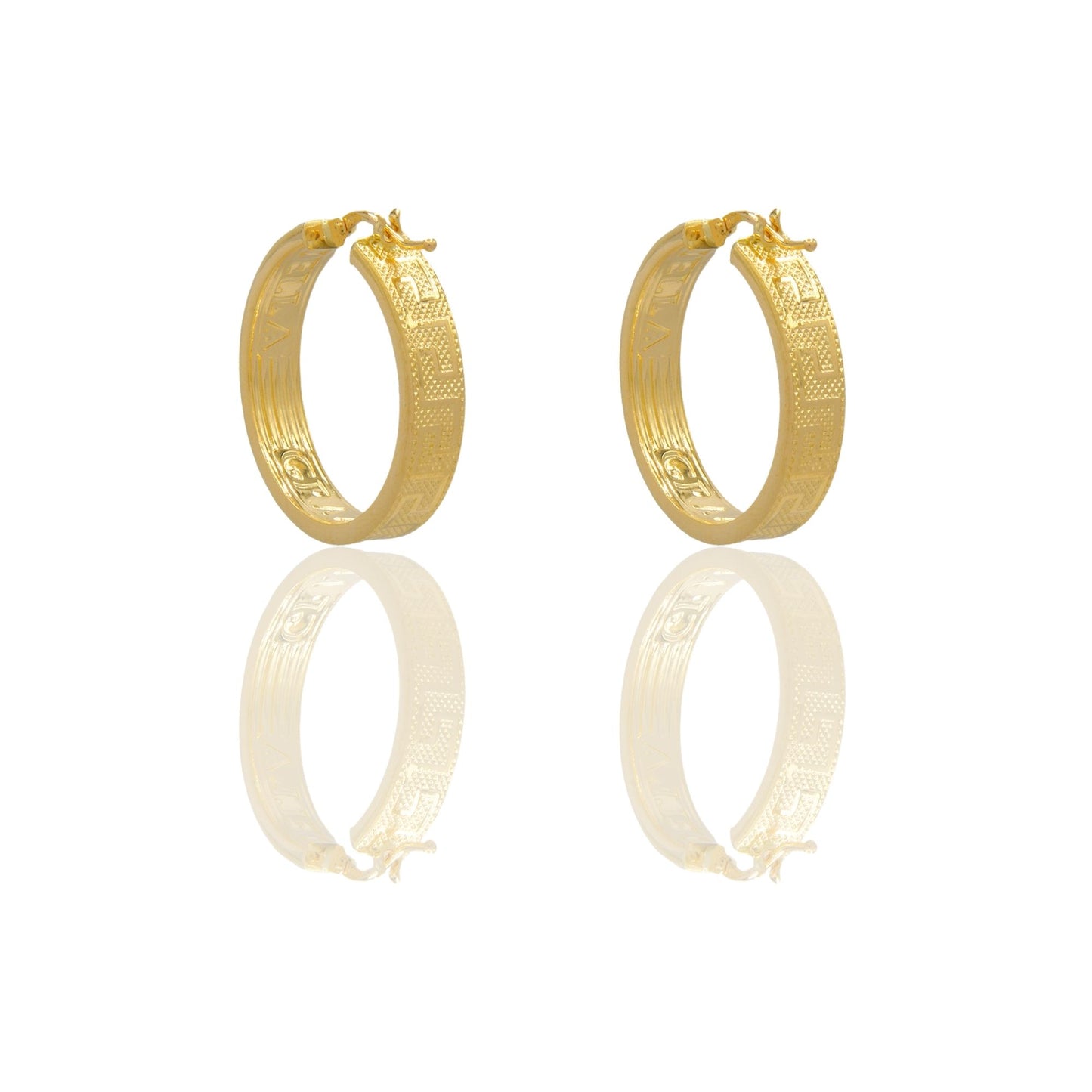 Orecchini Oro Giallo Oro Bianco Oro 18 carati Cerchi Squadrati  Solo Oro Spessore mm.6 diametro interno  cm.3