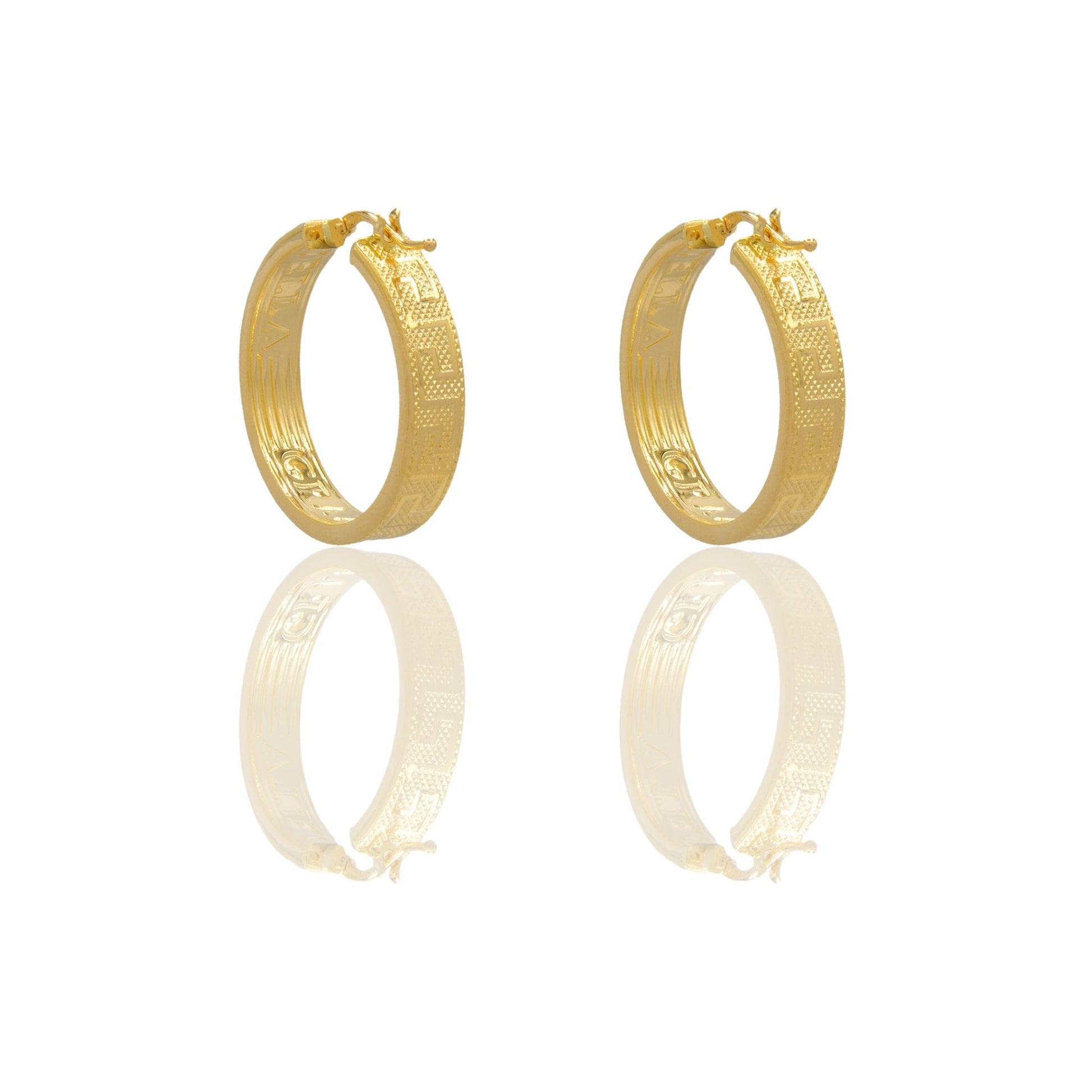 Orecchini Oro Giallo Oro Bianco Oro 18 carati Cerchi Squadrati  Solo Oro Spessore mm.6 diametro interno  cm.3